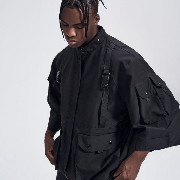 Niepce Inc Herren Techwear Cargohose - Japanische Streetwear, Lockere Passform Mit Utility-Taschen